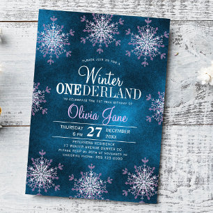 Convite Aniversário de 1 ano da menina Inverno Onederland 