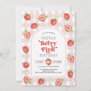 Convite Aniversário de 1 ano da Menina Morango Berry