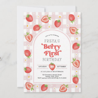 Convite Aniversário de 1 ano da Menina Morango Berry