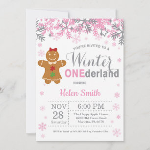 Convite Aniversário de 1 ano da Menina no Inverno Onederla