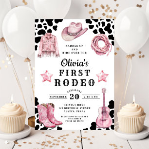 Convite Aniversário de 1 ano da Menina Rosa no Primeiro Ro