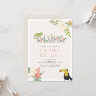 Convite Aniversário de 1 ano da Menina Toucan Floral Tropi