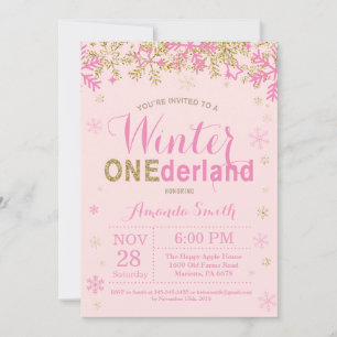 Convite Aniversário de 1 ano da Menina Winter Onederland R