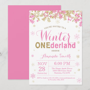 Convite Aniversário de 1 ano da Menina Winter Onederland R