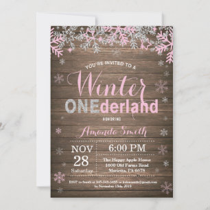 Convite Aniversário de 1 ano da Menina Winter Onederland R