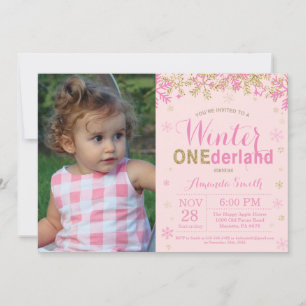 Convite Aniversário de 1 ano da Menina Winter Onederland R