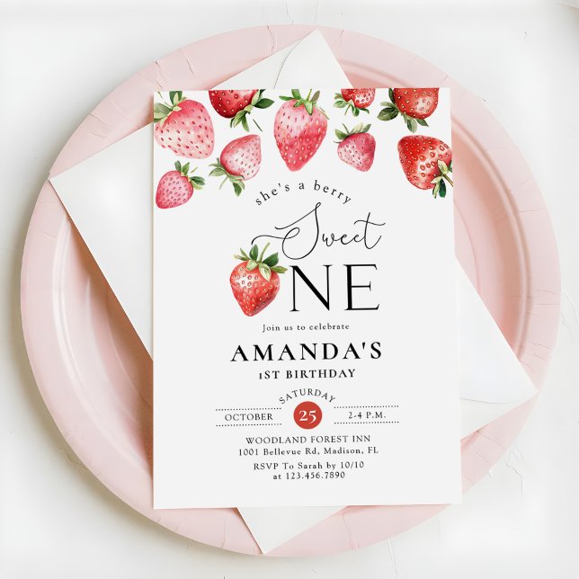 Convite Aniversário de 1 ano da Morango Doce Morango (Criador carregado)