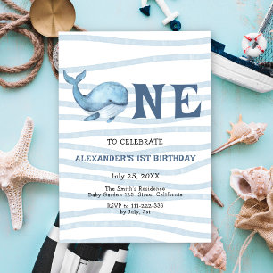 Convite Aniversário de 1 ano da Nossa Baleia Bebê Debaixo