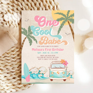 Convite Aniversário de 1 ano da Pink Mint One Cool Babe Su