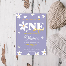 Convite Aniversário de 1 ano da Purple daisy Isn't She One