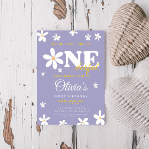 Convite Aniversário de 1 ano da Purple daisy Isn't She One