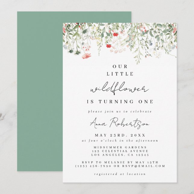 Convite Aniversário de 1 ano da Wildflower (Frente/Verso)