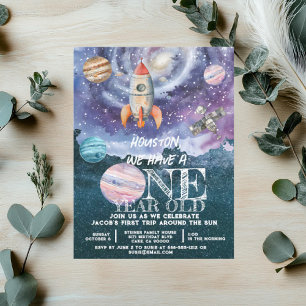 Convite Aniversário de 1 Ano de Astronauta no Espaço Exter