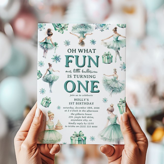 Convite Aniversário de 1 ano de Bailarina Fofa Festa (Criador carregado)
