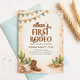 Convite Aniversário de 1 ano de Cowboy Western Vintage