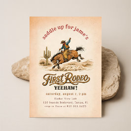 Convite Aniversário de 1 ano de Cowboy Western Vintage Pri