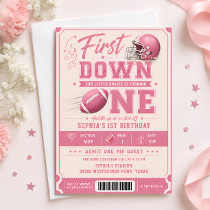 Convite Aniversário de 1 ano de Futebol Americano Rosa Pri