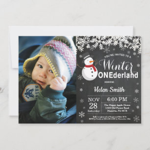 Convite Aniversário de 1 ano do Boneco de Neve Winter Oned