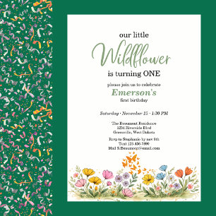 Convite Aniversário de 1 ano do Borboleta de Flor Silvestr