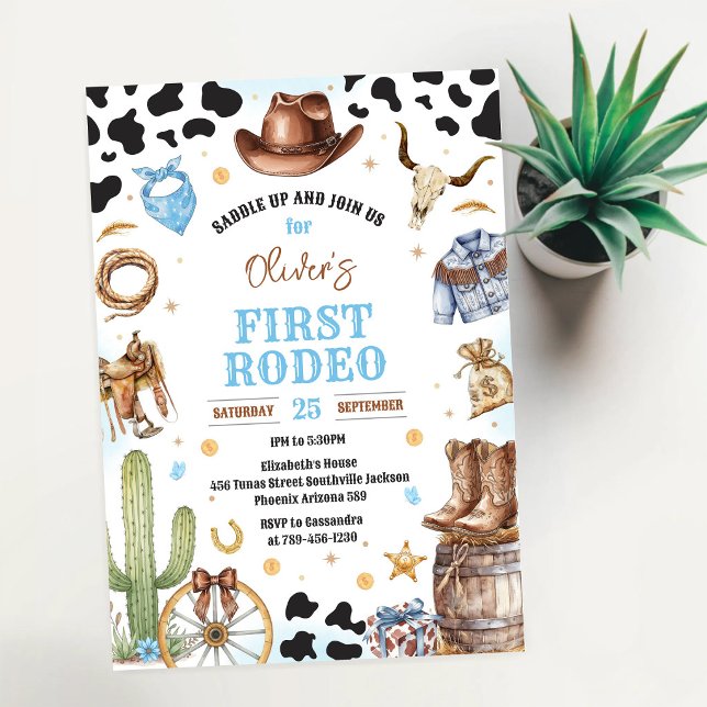 Convite Aniversário de 1 ano do Cowboy no Primeiro Rodeio  (Criador carregado)