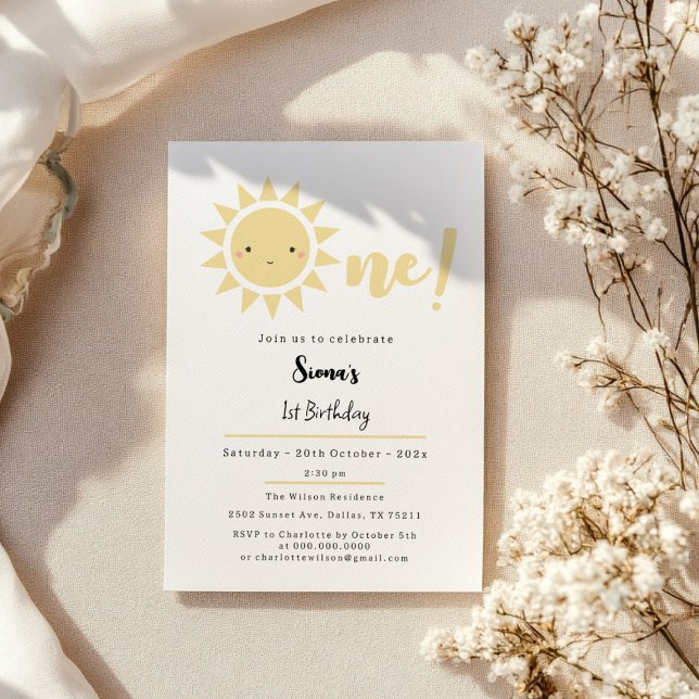 Convite Aniversário de 1 ano do Cute Sunshine (Criador carregado)