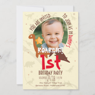 Convite Aniversário de 1 ano do Dinossauro Personalizado
