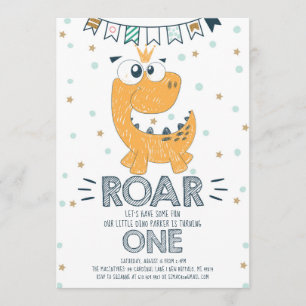 Convite Aniversário de 1 ano do Dinossauro ROAR