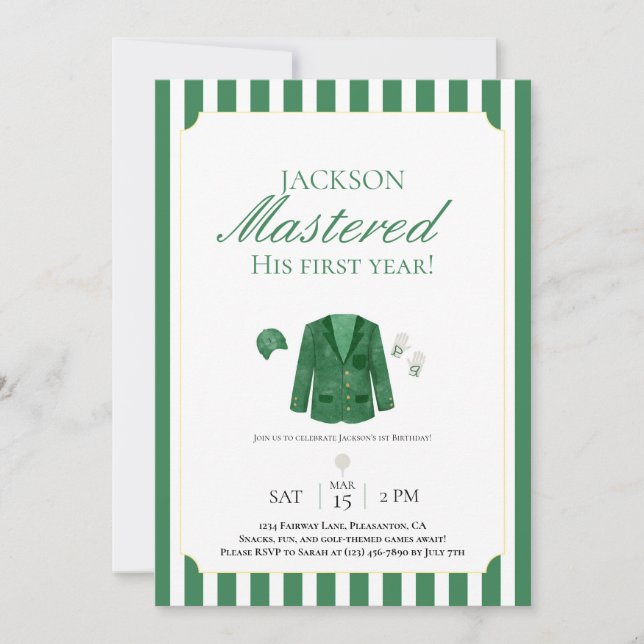 Convite Aniversário de 1 ano do Green Jacket Golf (Frente)