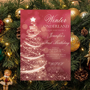Convite Aniversário de 1 ano do Inverno Onederland Dourado