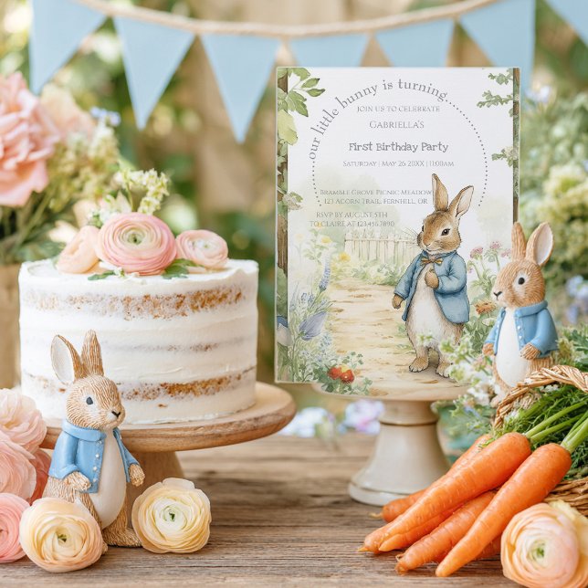 Convite Aniversário de 1 ano do Jardim do Coelho Vintage (Criador carregado)