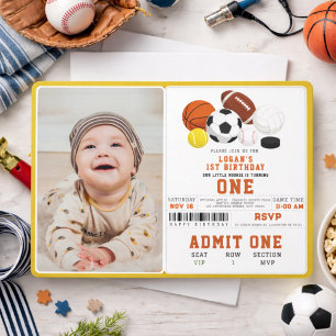 Convite Aniversário de 1 ano do Little Rookie Sports   Fun