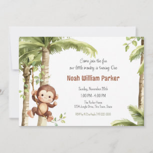 Convite Aniversário de 1 ano do Macaco na Selva