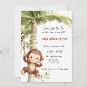 Convite Aniversário de 1 ano do Macaco na Selva