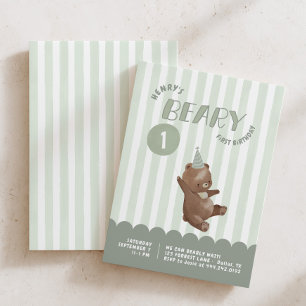 Convite Aniversário de 1 ano do Menino Beary Fantasia Faix