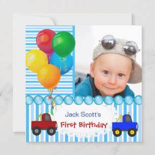 Convite Aniversário de 1 Ano do Menino Colorido