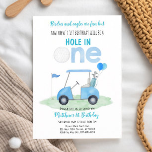 Convite Aniversário de 1 ano do Menino de Golfe Hole in On