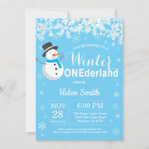 Convite Aniversário de 1 ano do Menino Homem de Neve no In