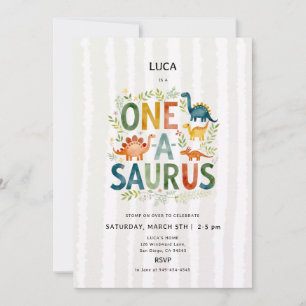 Convite Aniversário de 1 ano do Menino Oneasaurus Dinossau