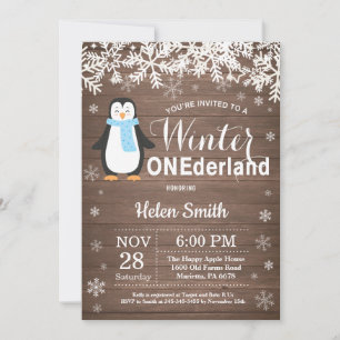 Convite Aniversário de 1 ano do Menino Pinguim Onederland 