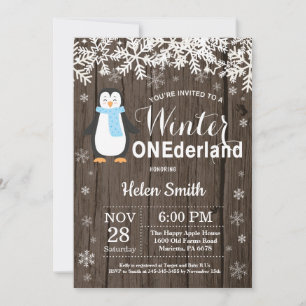 Convite Aniversário de 1 ano do Menino Pinguim Onederland 
