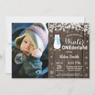 Convite Aniversário de 1 ano do Menino Pinguim Onederland 