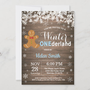 Convite Aniversário de 1 ano do Menino Rústico Winter Oned