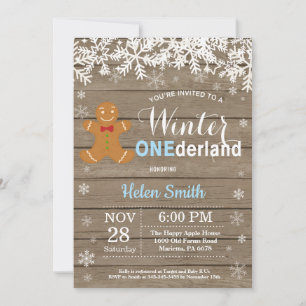 Convite Aniversário de 1 ano do Menino Rústico Winter Oned
