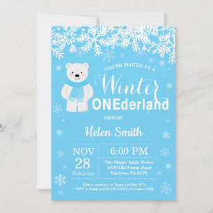 Convite Aniversário de 1 ano do Menino Urso Polar Winter O