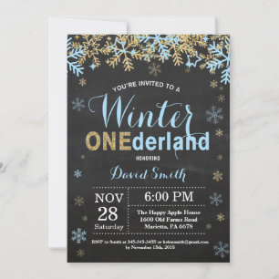 Convite Aniversário de 1 ano do Menino Winter Onederland A
