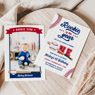 Convite Aniversário de 1 ano do Novato do Ano de Beisebol