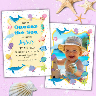 Convite Aniversário de 1 ano do Oneder the Sea com Foto