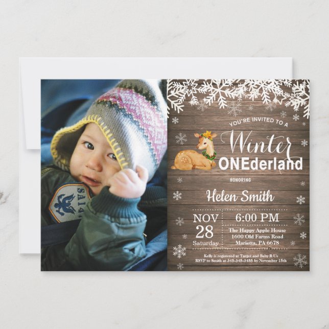 Convite Aniversário de 1 ano do Onederland de Inverno com  (Frente)