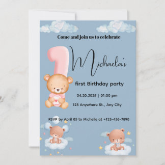 Convite Aniversário de 1 ano do Pequeno Fofo panda