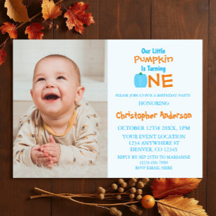 Convite Aniversário de 1 ano do Pequeno Menino Abóbora